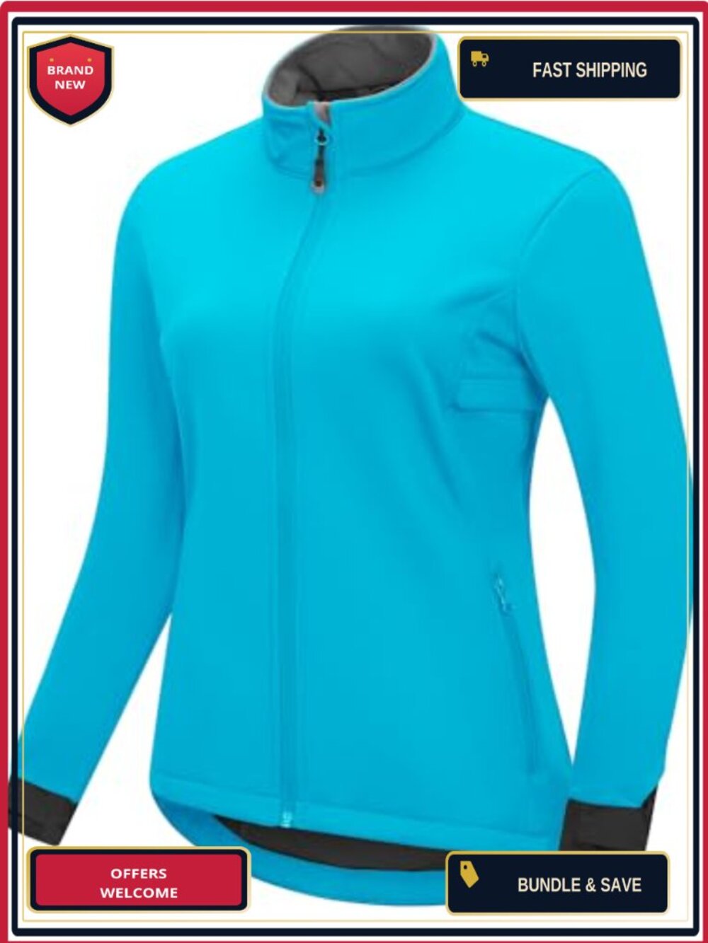 Women's Waterproof Fleece Running Jacket Zip Up Athletic Winter Cycling Track